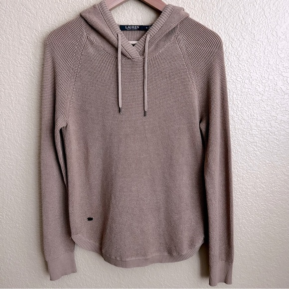 Lauren Ralph Lauren Tan Waffle Print Hooded Sweater - Picture 1 of 7